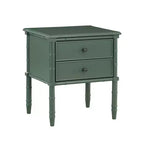 Comfort Pointe Ellison Nightstand Vintage Green: 2 Drawers, Bamboo Style Legs, Nautical Design