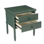 Comodino Comfort Pointe Ellison Verde Vintage: 2 Cassetti, Gambe in Stile Bambù, Design Nautico