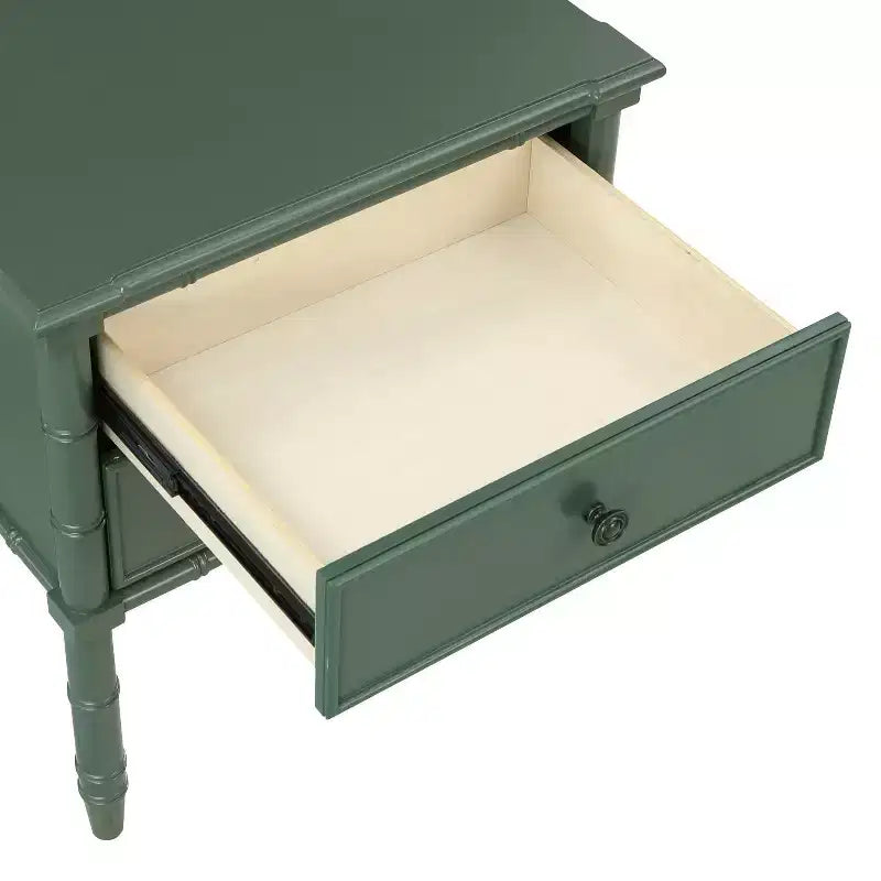 Comodino Comfort Pointe Ellison Verde Vintage: 2 Cassetti, Gambe in Stile Bambù, Design Nautico