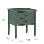 Comodino Comfort Pointe Ellison Verde Vintage: 2 Cassetti, Gambe in Stile Bambù, Design Nautico