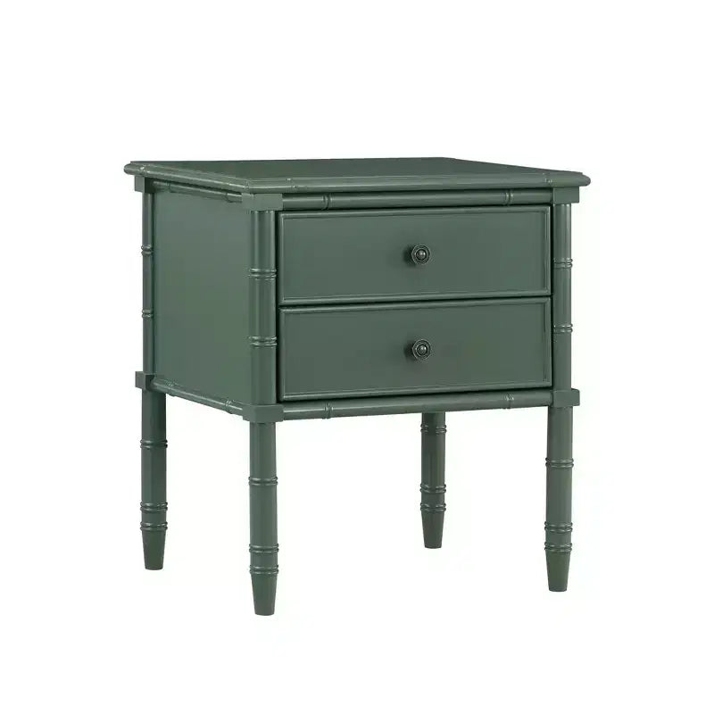 Comodino Comfort Pointe Ellison Verde Vintage: 2 Cassetti, Gambe in Stile Bambù, Design Nautico