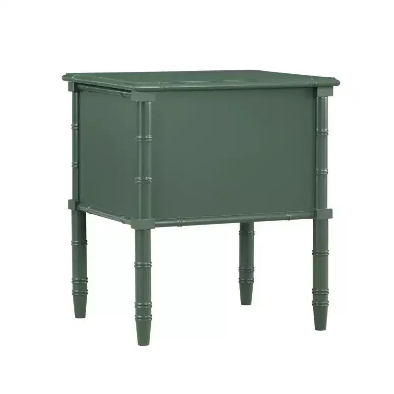 Comodino Comfort Pointe Ellison Verde Vintage: 2 Cassetti, Gambe in Stile Bambù, Design Nautico