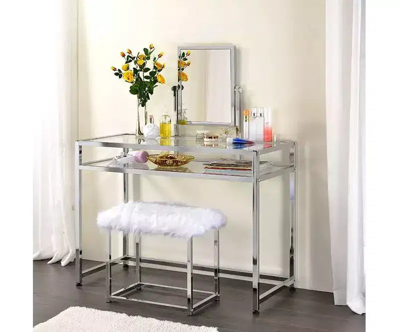 Acme Furniture Coleen Tavolino da Trucco Finitura Cromata