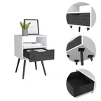 Comodino Pamplona Quercia Affumicata/Bianco - Boahaus: Design Moderno, Scaffale Aperto, Cassetto, Finitura Liscia, Ferramenta Jet Black