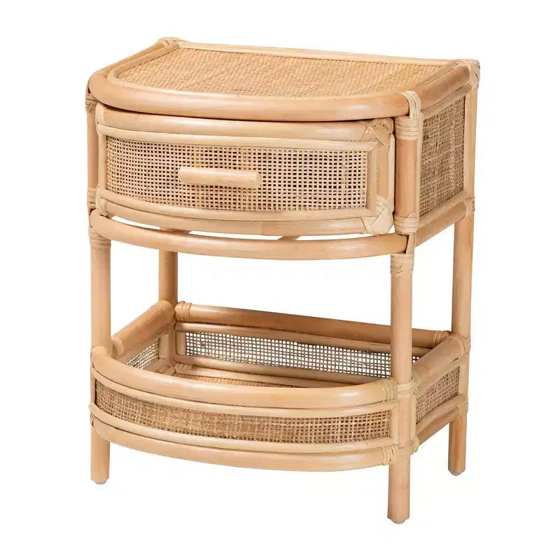 bali & pari Divitia Natural Rattan 1 Drawer Nightstand Natural: 21.7" High, No Assembly, MDF Frame