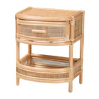 bali & pari Divitia Natural Rattan 1 Drawer Nightstand Natural: 21.7" High, No Assembly, MDF Frame