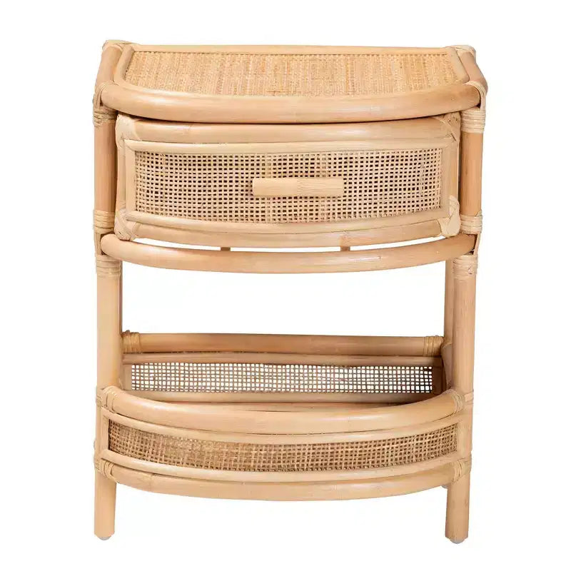 bali & pari Divitia Comodino in Rattan Naturale con 1 Cassetto Naturale: 55,1 cm Altezza, Nessun Montaggio, Struttura in MDF