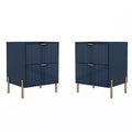 Festivo 2pc Modern Elegance 2 Drawer Nightstands Side Table Set Navy