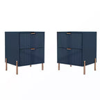 Festivo 2pc Modern Elegance 2 Drawer Nightstands Side Table Set Navy