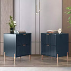 Festivo Comodini Moderni ed Eleganti 2 Pezzi con 2 Cassetti Tavolini da Notte Set Blu Navy