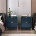 Festivo Comodini Moderni ed Eleganti 2 Pezzi con 2 Cassetti Tavolini da Notte Set Blu Navy