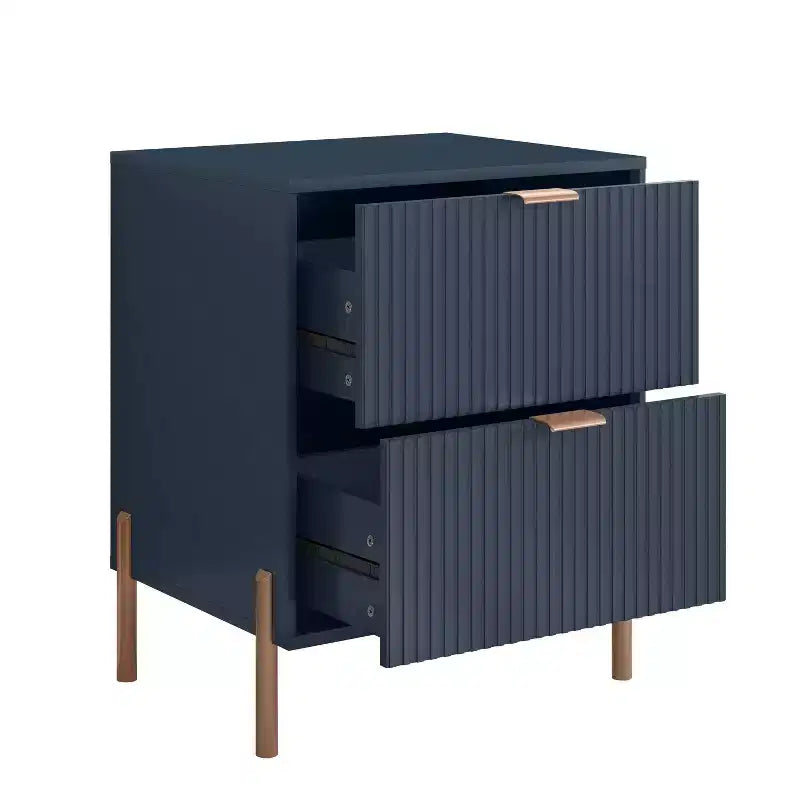 Festivo Comodini Moderni ed Eleganti 2 Pezzi con 2 Cassetti Tavolini da Notte Set Blu Navy
