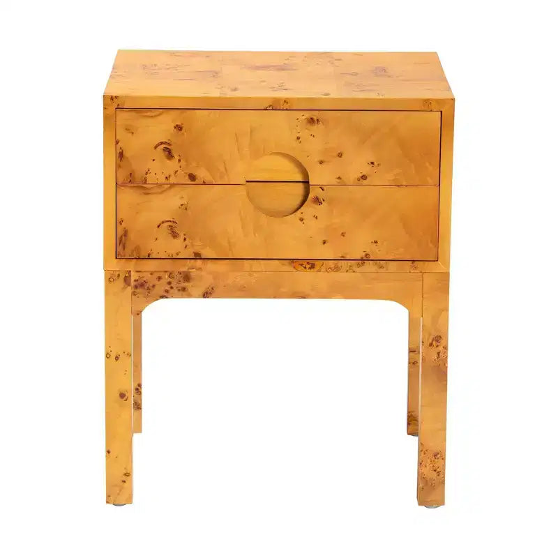 bali & pari comodino a 2 cassetti Kayla Wood Mappa Burl chiaro