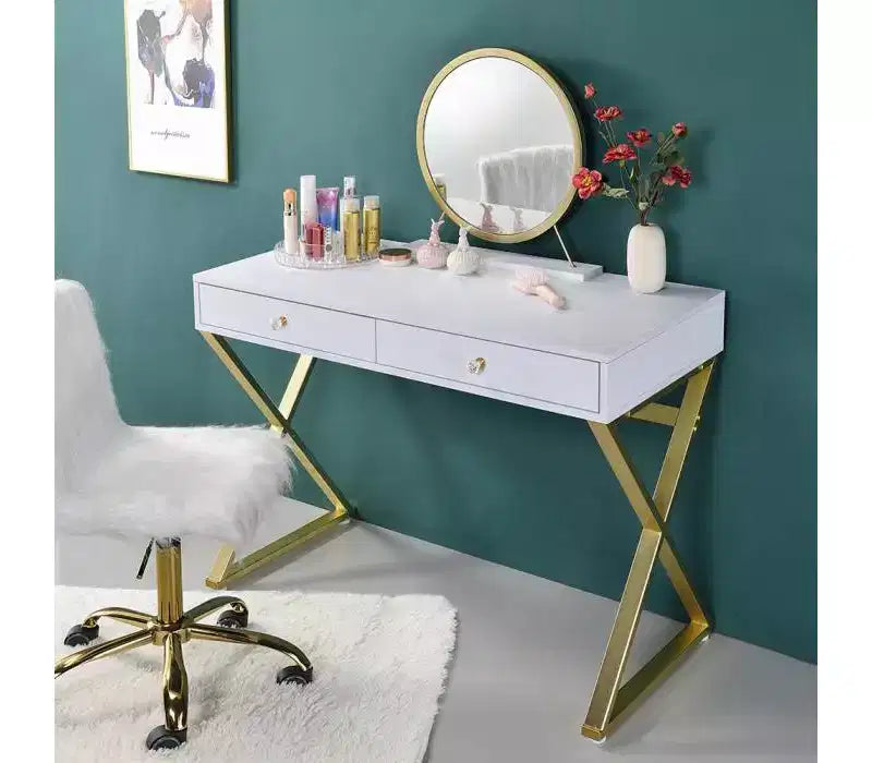 Toeletta Coleen Acme Furniture, finitura bianco/oro
