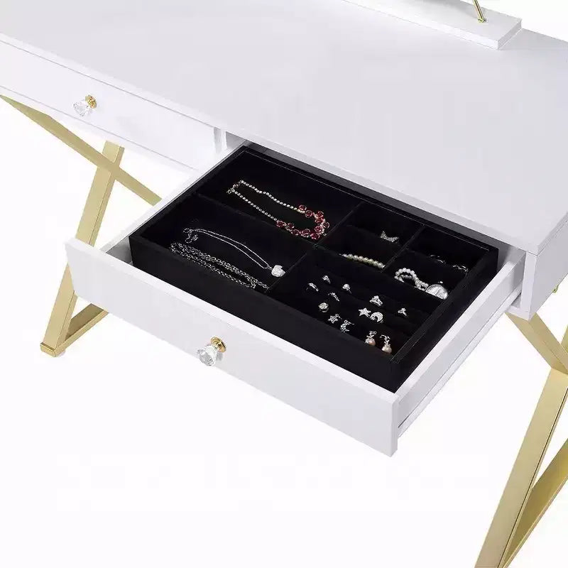 Toeletta Coleen Acme Furniture, finitura bianco/oro