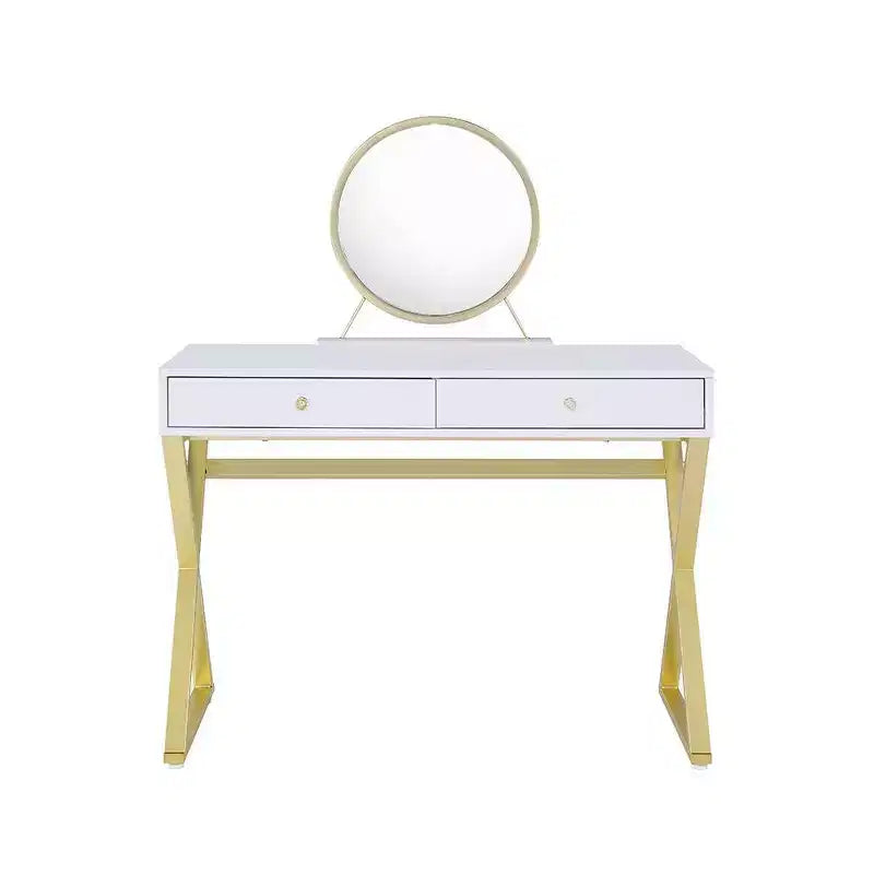 Toeletta Coleen Acme Furniture, finitura bianco/oro