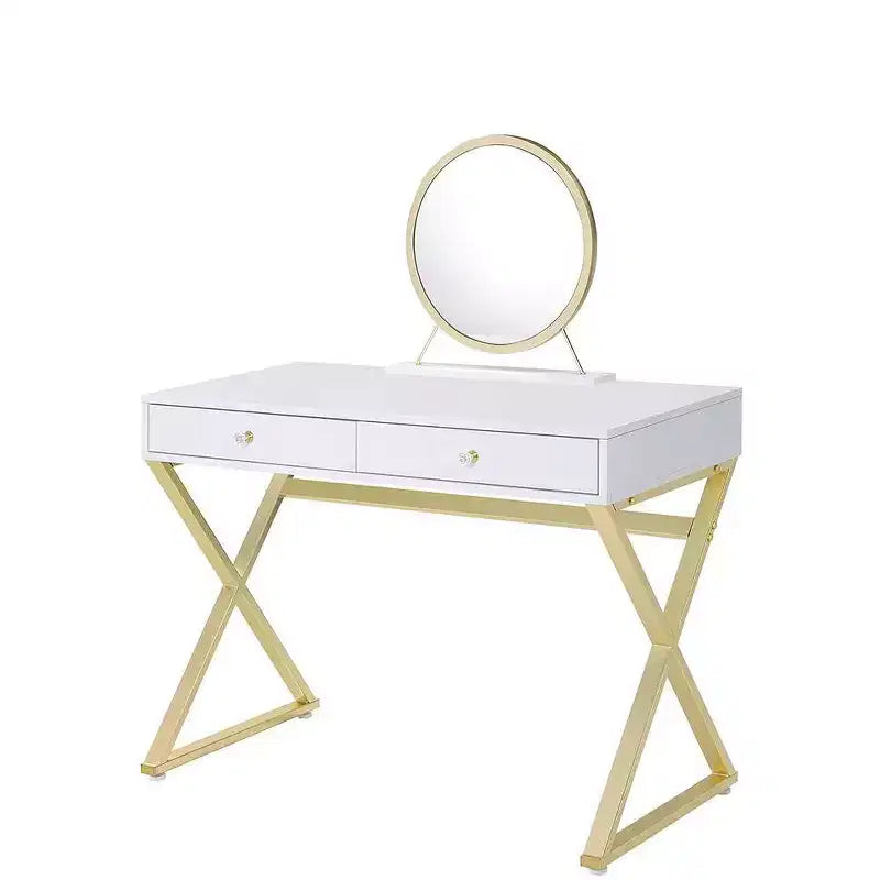 Toeletta Coleen Acme Furniture, finitura bianco/oro