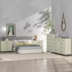 Festivo 4 pezzi Comò e comodino moderni per camera da letto Bordo segato Off-White: Include mobile contenitore e comò orizzontale