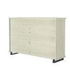 Festivo 4 pezzi Comò e comodino moderni per camera da letto Bordo segato Off-White: Include mobile contenitore e comò orizzontale