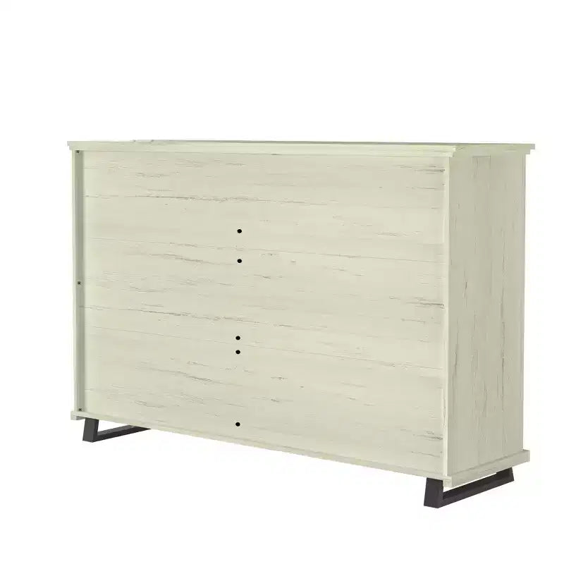 Festivo 4 pezzi Comò e comodino moderni per camera da letto Bordo segato Off-White: Include mobile contenitore e comò orizzontale