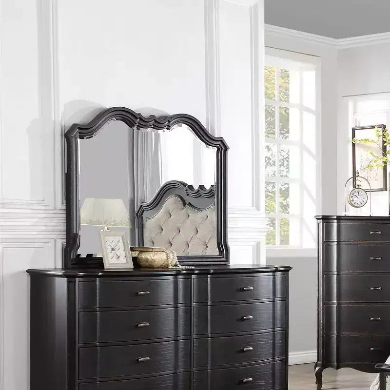 Acme Furniture Chelmsford Specchio da comò, finitura anticata nera