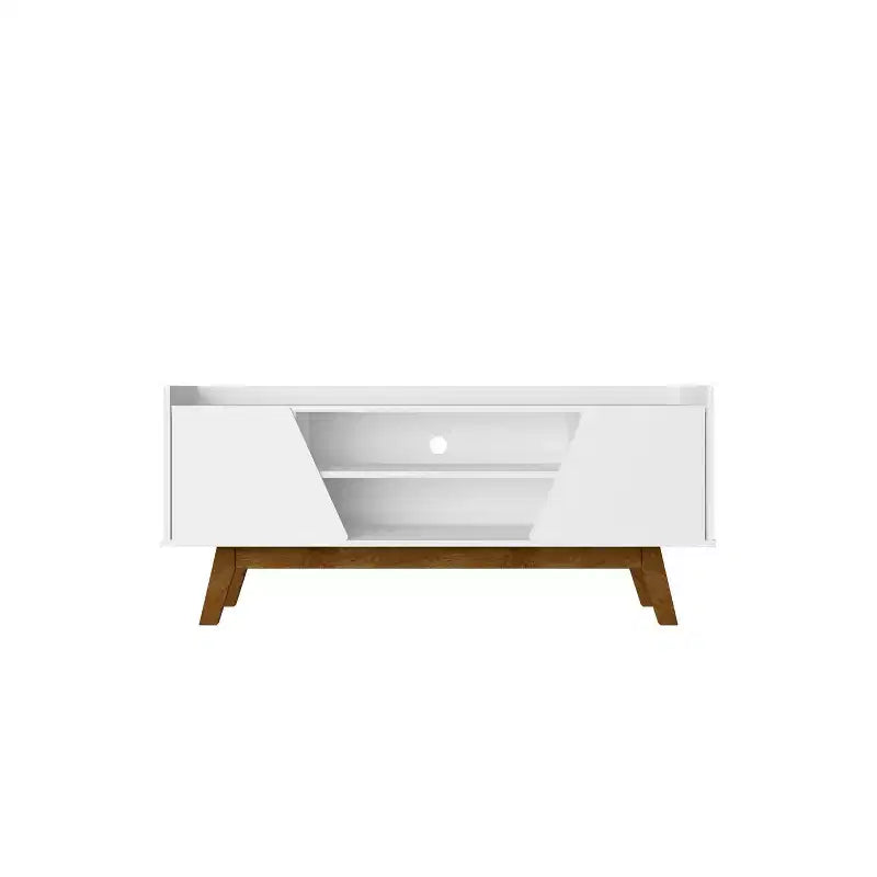 Marcus Mid-Century Modern 4 Shelf TV Stand for TVs up to 55": Storage, Cable Management - Manhattan Comfort
