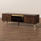 Mobile TV in Legno Graceland a 2 Ante per TV Fino a 58" Noce/Oro - Baxton Studio: Consolle Multimediale con Ripiani Aperti