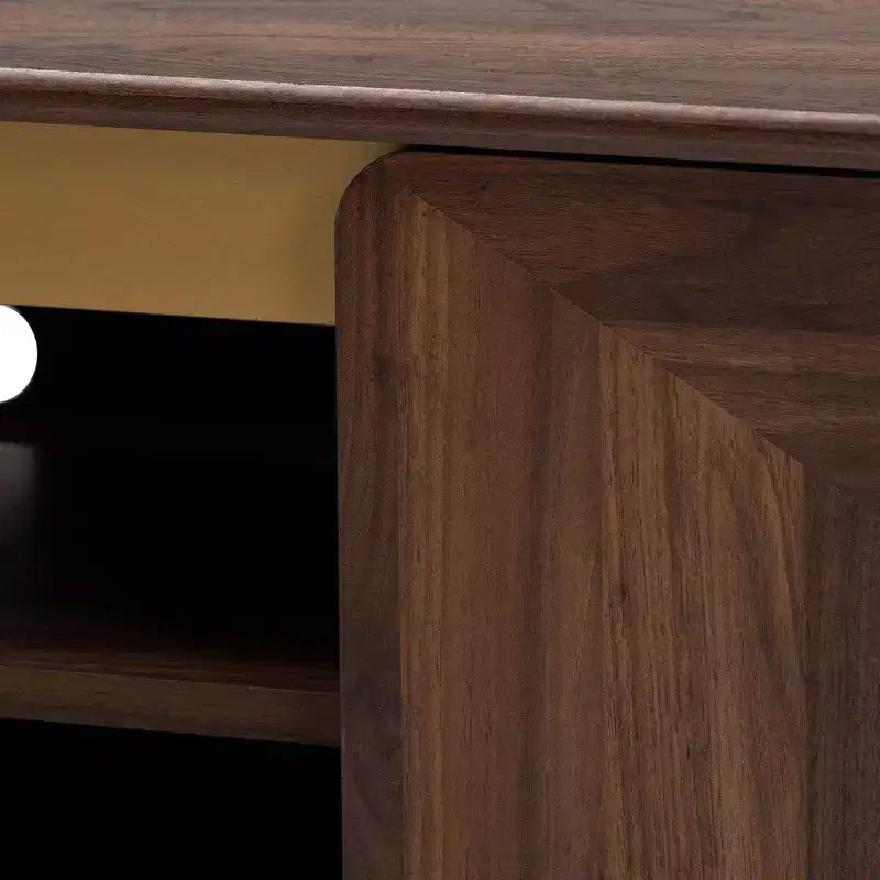 Mobile TV in Legno Graceland a 2 Ante per TV Fino a 58" Noce/Oro - Baxton Studio: Consolle Multimediale con Ripiani Aperti