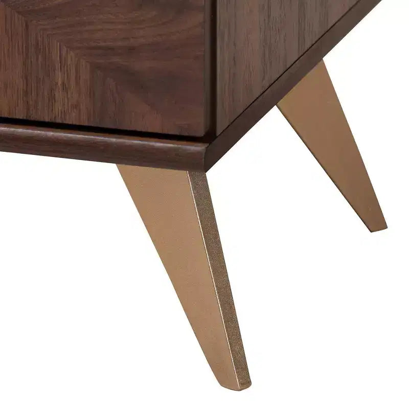 Mobile TV in Legno Graceland a 2 Ante per TV Fino a 58" Noce/Oro - Baxton Studio: Consolle Multimediale con Ripiani Aperti