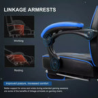LUCKRACER Sedia Gaming con Poggiapiedi, Sedia da Ufficio Ergonomica con Schienale Alto, Sedia da Scrivania, Blu