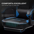 LUCKRACER Sedia Gaming con Poggiapiedi, Sedia da Ufficio Ergonomica con Schienale Alto, Sedia da Scrivania, Blu