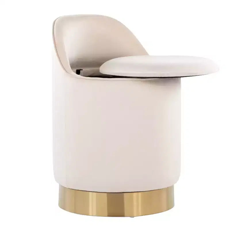 Sgabello da toeletta LumiSource Marla, velluto oro/crema