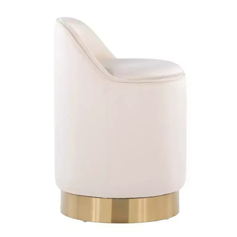 Sgabello da toeletta LumiSource Marla, velluto oro/crema