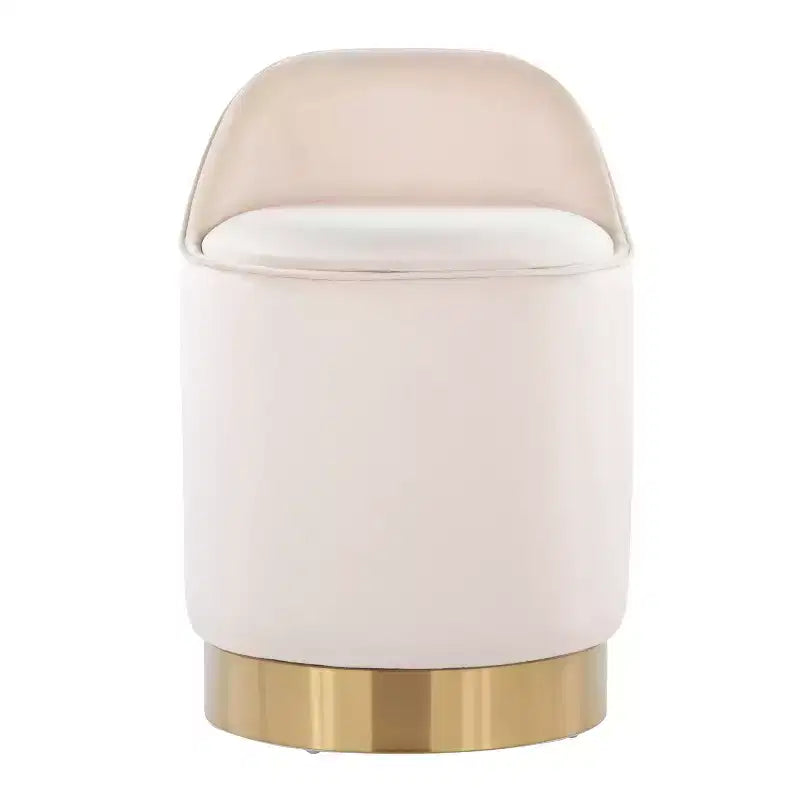 Sgabello da toeletta LumiSource Marla, velluto oro/crema