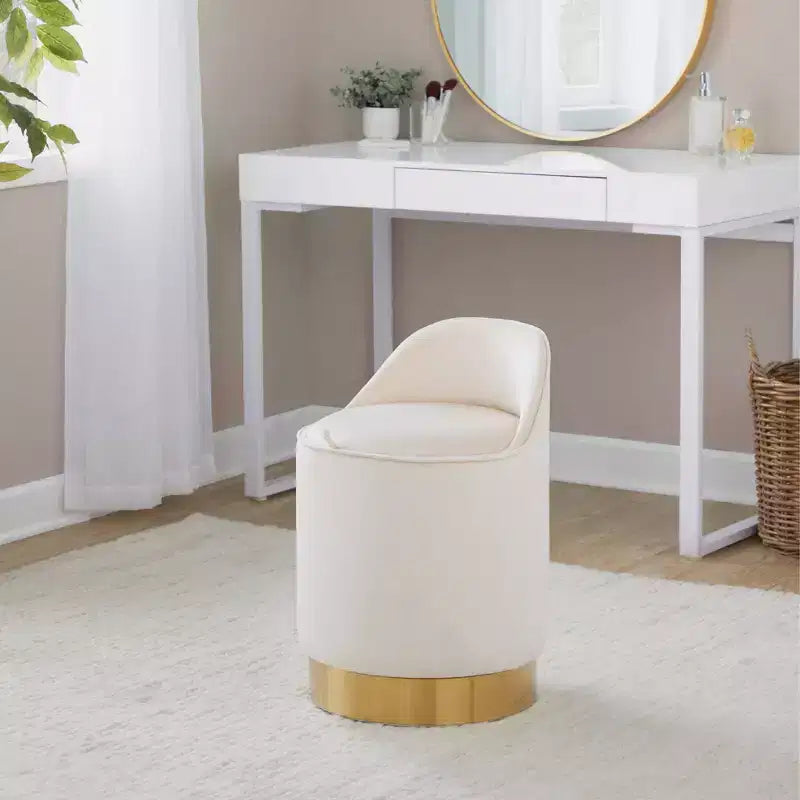Sgabello da toeletta LumiSource Marla, velluto oro/crema