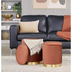 LumiSource Marla Set di pouf pieghevoli a incastro Oro/Velluto marrone chiaro