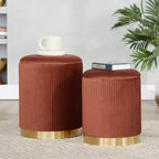 LumiSource Marla Set di pouf pieghevoli a incastro Oro/Velluto marrone chiaro