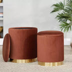 LumiSource Marla Set di pouf pieghevoli a incastro Oro/Velluto marrone chiaro