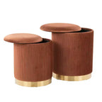 LumiSource Marla Set di pouf pieghevoli a incastro Oro/Velluto marrone chiaro