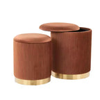 LumiSource Marla Set di pouf pieghevoli a incastro Oro/Velluto marrone chiaro
