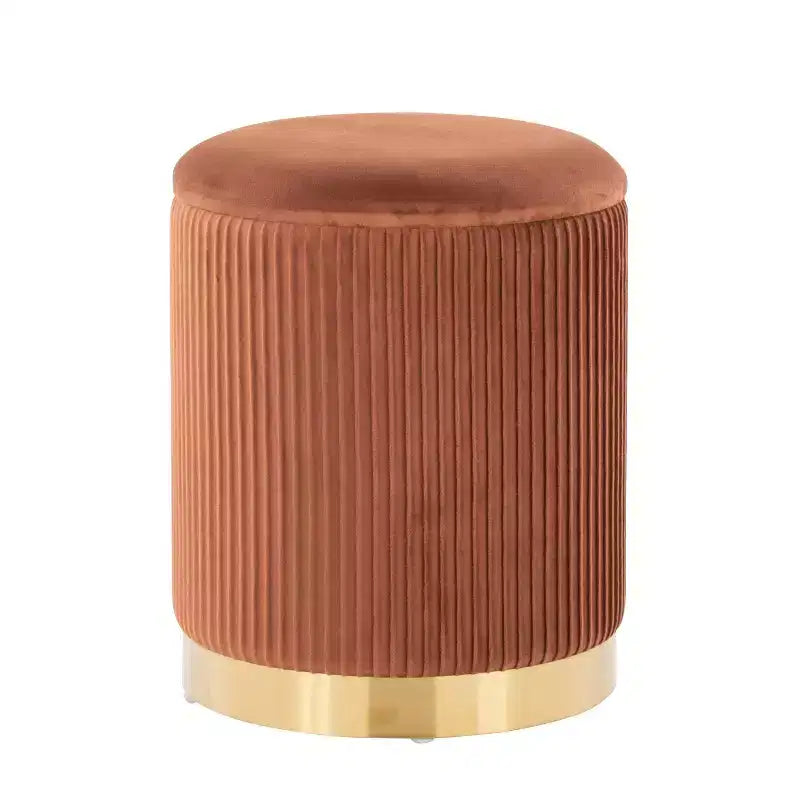LumiSource Marla Set di pouf pieghevoli a incastro Oro/Velluto marrone chiaro