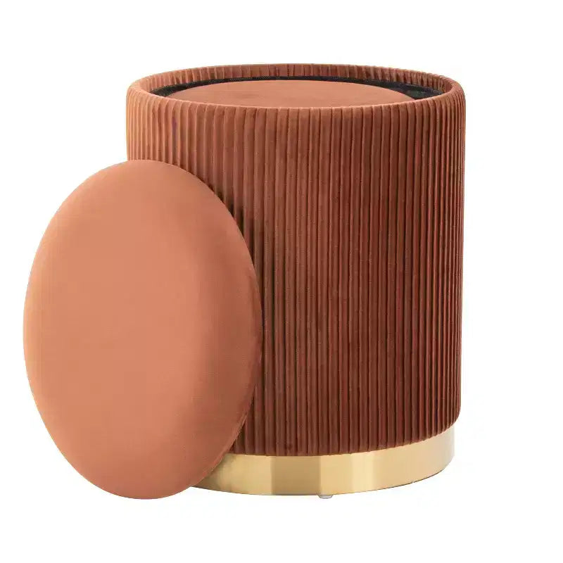 LumiSource Marla Set di pouf pieghevoli a incastro Oro/Velluto marrone chiaro