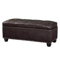 Breighton Home Designs4Comfort 9th Avenue Storage Ottoman Bench in Espresso Faux Leather