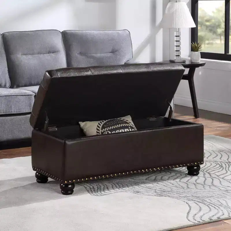 Breighton Home Designs4Comfort Panca Pouf Contenitore 9th Avenue in Similpelle Espresso