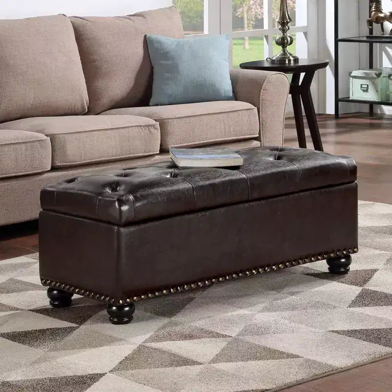 Breighton Home Designs4Comfort Panca Pouf Contenitore 9th Avenue in Similpelle Espresso