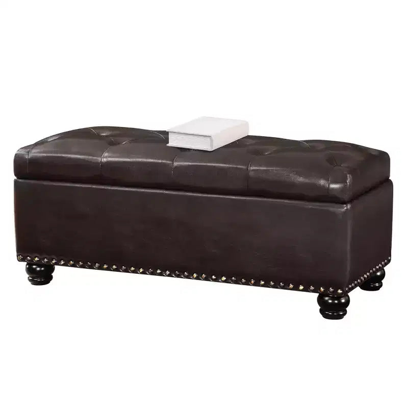 Breighton Home Designs4Comfort Panca Pouf Contenitore 9th Avenue in Similpelle Espresso