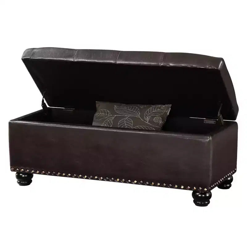 Breighton Home Designs4Comfort Panca Pouf Contenitore 9th Avenue in Similpelle Espresso