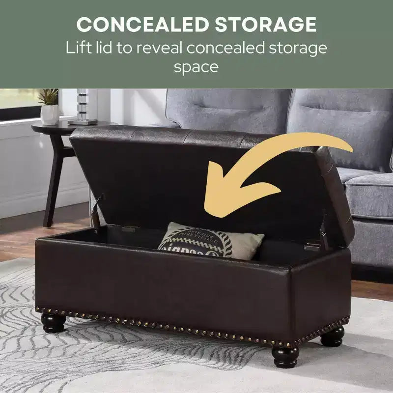 Breighton Home Designs4Comfort Panca Pouf Contenitore 9th Avenue in Similpelle Espresso