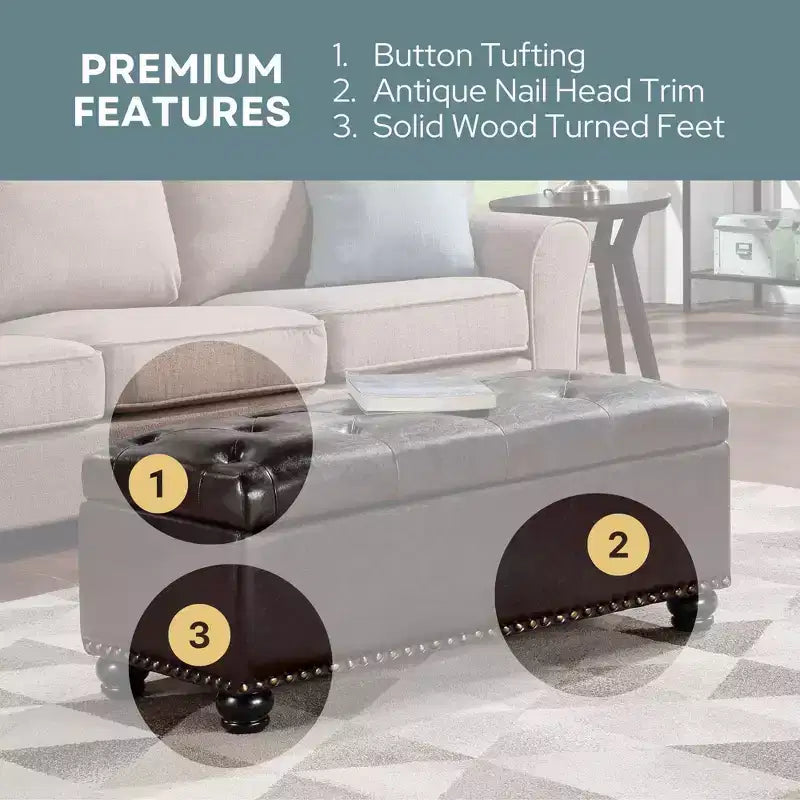 Breighton Home Designs4Comfort Panca Pouf Contenitore 9th Avenue in Similpelle Espresso