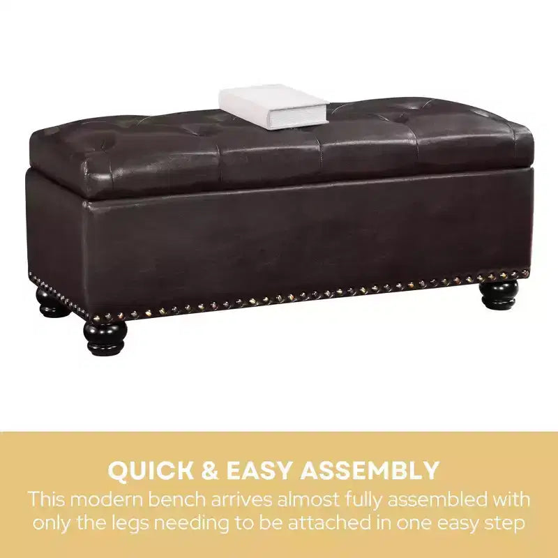 Breighton Home Designs4Comfort Panca Pouf Contenitore 9th Avenue in Similpelle Espresso